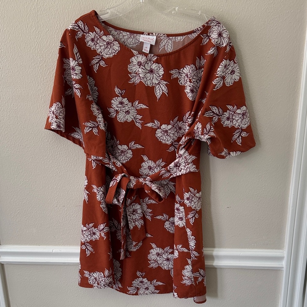 Isabel Maternity Rust Blouse with Floral Design